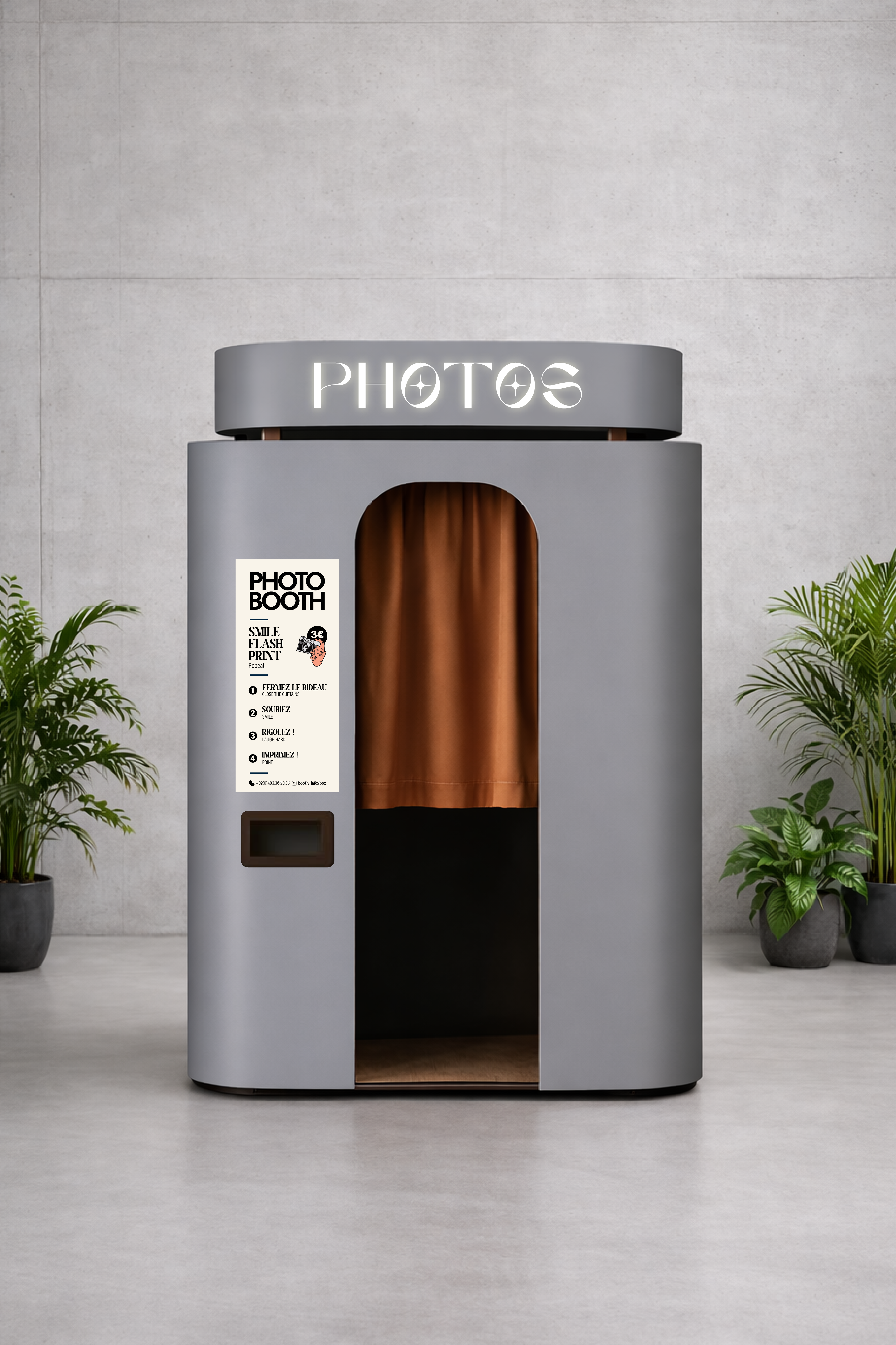 Cabine photo arrondie pour restaurants et lounges