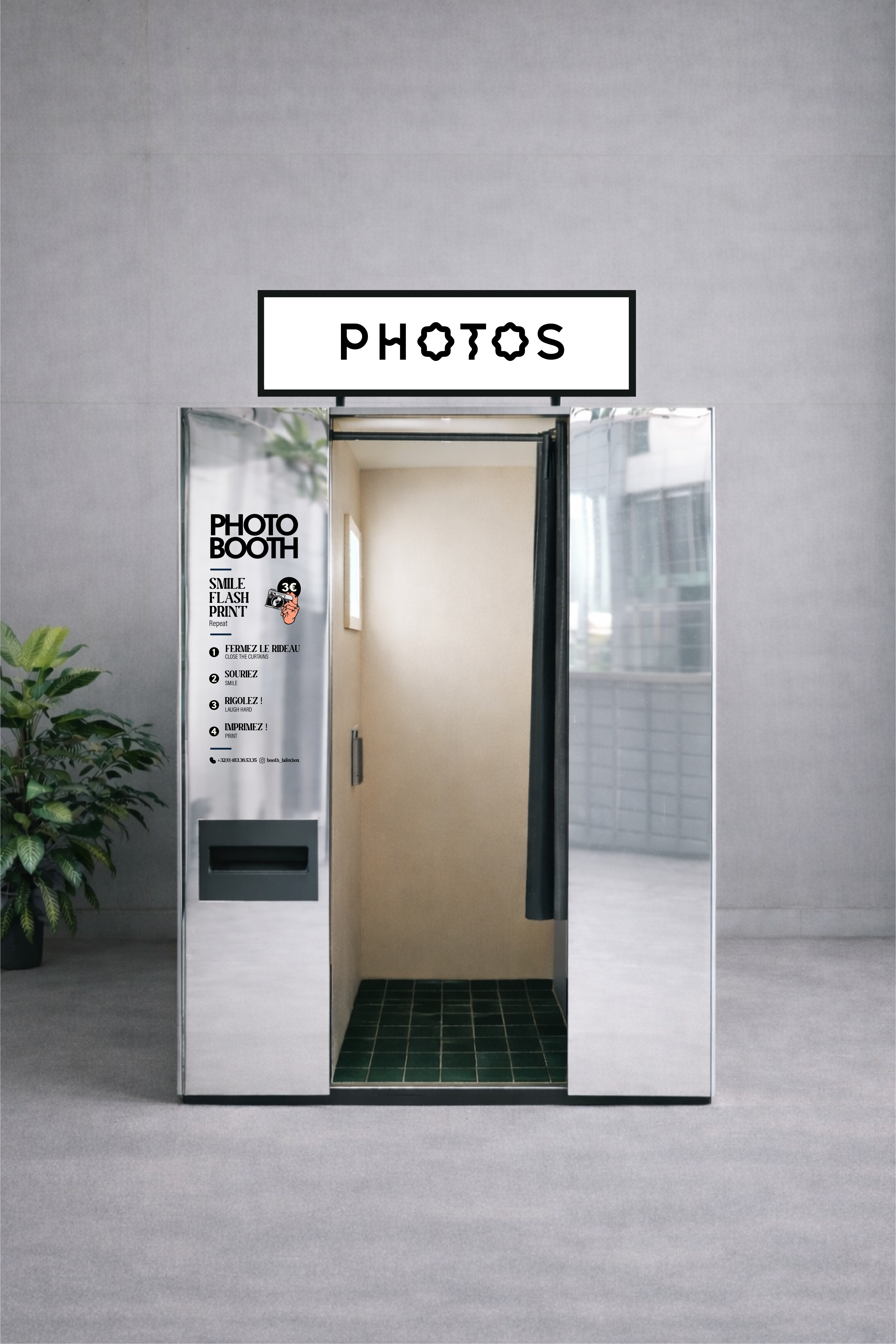 Grande cabine photo miroir pour boutiques et spas